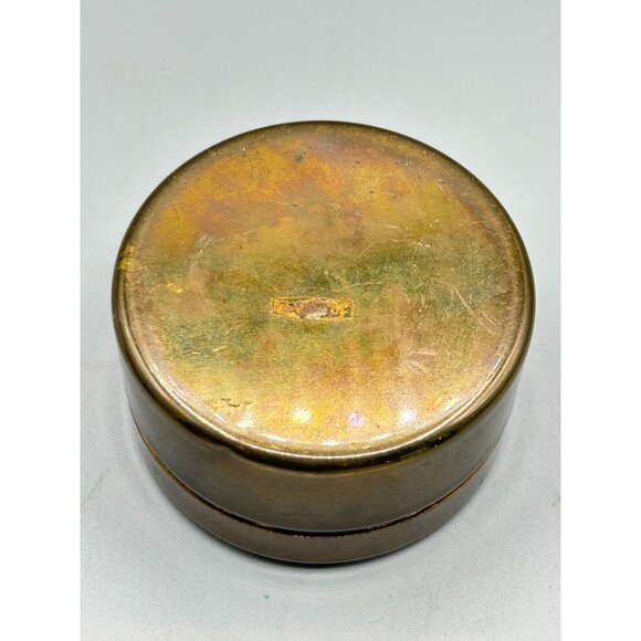 Butterfly Embossed Brass Box Small Cylindric Lidded Trinket Box Red Velvet - Picture 6 of 9